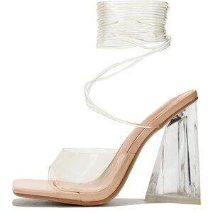 Cape Robbin Swag Heel Women's Transparent Clear Strap Block Size 8 New in Box